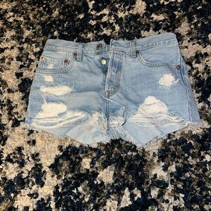 501 High Rised Light Blue Denim Shorts